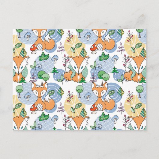 かわいい小さなキツネの柄 シーズンポストカード (正面)