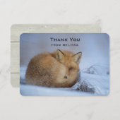 かわいい小さなキツネカール冬の写真ありがとう サンキューカード (正面/裏面)