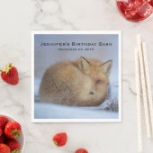 かわいい小さなキツネカール冬の写真誕生日 スタンダードランチョンナプキン (インサイチュ)