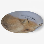 かわいい小さなキツネカール冬の写真誕生日 ペーパープレート (アングル)