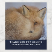 かわいい小さなキツネカール冬の写真誕生日 ワインラベル (シングルラベル)