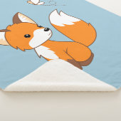 かわいい小さなキツネ蝶を見る青 シェルパブランケット (3/4)