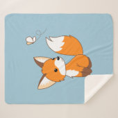 かわいい小さなキツネ蝶を見る青 シェルパブランケット (正面(横))