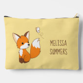 かわいい小さなキツネ蝶を見る黄色 アクセサリーポーチ (裏面)