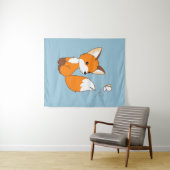 かわいい小さなキツネ蝶を見る タペストリー (インサイチュ(横))