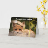 かわいい小さなキツネ誕生日 カード (黄色い花)