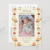 かわいい小さなキノコの写真誕生のお知らせ 案内ポストカード (正面/裏面)