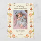 かわいい小さなキノコの写真誕生のお知らせ 案内ポストカード (正面)