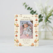 かわいい小さなキノコの写真誕生のお知らせ 案内ポストカード (スタンド正面)