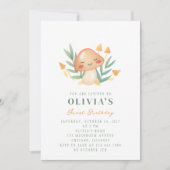 かわいい小さなキノコの最初の誕生日パーティー 招待状 (正面)