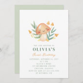 かわいい小さなキノコの最初の誕生日パーティー 招待状 (正面/裏面)