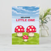 かわいい小さなキノコの木の国の赤ちゃんシャワー 招待状 (スタンド正面)
