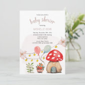 かわいい小さなキノコの水のカラーイラストレーション 招待状 (スタンド正面)