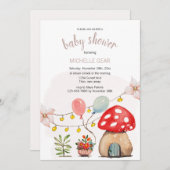 かわいい小さなキノコの水のカラーイラストレーション 招待状 (正面/裏面)