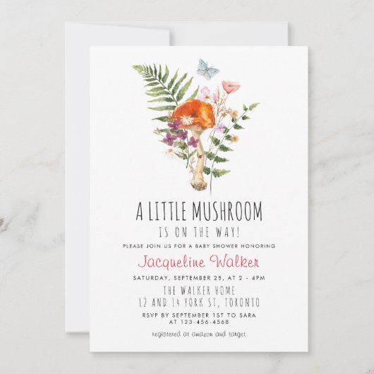 かわいい小さなキノコの赤ちゃんシャワー 招待状 (正面)