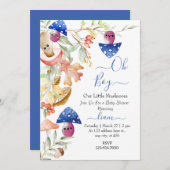 かわいい小さなキノコの赤ちゃんシャワー 招待状 (正面/裏面)