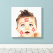 かわいい小さなキューピッドの写真 キャンバスプリント (インサイチュ (ウッドフロア))