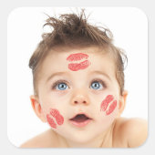 かわいい小さなキューピッドの写真 スクエアシール (正面)