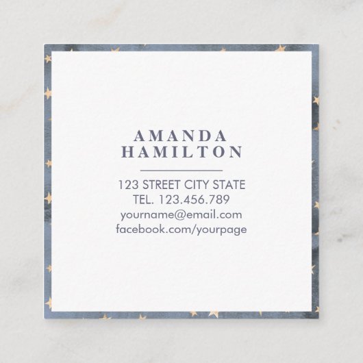 かわいい小さなキラキラ金ゴールド星花 スクエア名刺 (裏面)