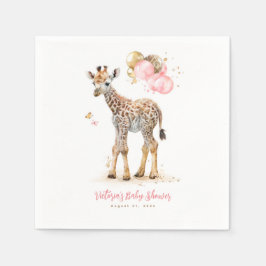 かわいい小さなキリンモダンボホピンクブラウン スタンダードカクテルナプキン