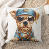 かわいい小さなギャングの子犬の服と帽子 クッション (ブランケット)