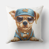 かわいい小さなギャングの子犬の服と帽子 クッション (裏面)