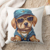 かわいい小さなギャングの子犬の服と帽子 クッション (ブランケット)