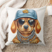 かわいい小さなギャングの子犬の服と帽子 クッション (ブランケット)