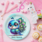 かわいい小さなクジャク赤ちゃんシャワー ペーパープレート (パーティー)