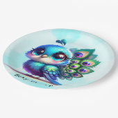 かわいい小さなクジャク赤ちゃんシャワー ペーパープレート (アングル)