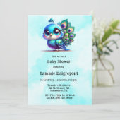 かわいい小さなクジャク赤ちゃんシャワー 招待状 (スタンド正面)