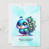 かわいい小さなクジャク赤ちゃんシャワー 招待状 (裏面)