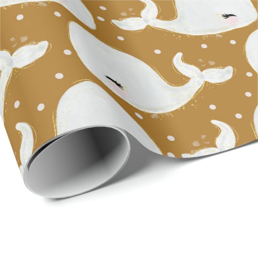 かわいい小さなクジラありがとうごちそうさん ラッピングペーパー (ロールコーナー)