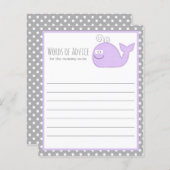 かわいい小さなクジラアドバイス赤ちゃんシャワーゲーム/紫 (正面/裏面)