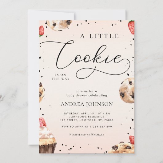 かわいい小さなクッキーが途中クリームベビーシャワー 招待状 (正面)