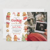 かわいい小さなクッキー クリスマス ベビーシャワー 写真 招待状 (正面)