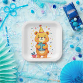 かわいい小さなクマからのハッピーバースデーの挨拶 ペーパープレート (パーティー)