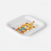 かわいい小さなクマからのハッピーバースデーの挨拶 ペーパープレート (傾斜あり)