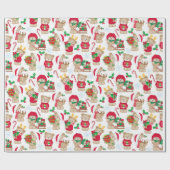 かわいい小さなクマのクリスマス ラッピングペーパー (フラット)