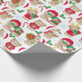 かわいい小さなクマのクリスマス ラッピングペーパー (角)