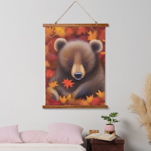 かわいい小さなクマの壁タペストリー 吊り下げ型タペストリー (寝室)