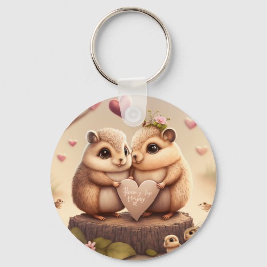 かわいい小さなクマの漫画のアクセント枕 キーホルダー (正面)