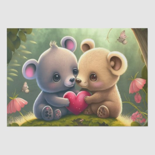 かわいい小さなクマの漫画ティッシュペーパー 薄葉紙 (正面)