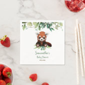 かわいい小さなクマ赤パンダ赤ちゃんシャワー緑Na スタンダードカクテルナプキン (インサイチュ)
