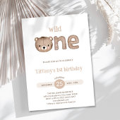 かわいい小さなクマ野生の1歳の誕生日 招待状