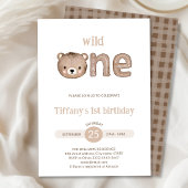 かわいい小さなクマ野生の1歳の誕生日 招待状