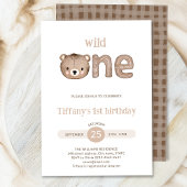 かわいい小さなクマ野生の1歳の誕生日 招待状