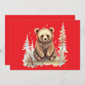 かわいい小さなクマ – 芸術的イラストレーションデザイン シーズンカード (正面/裏面)