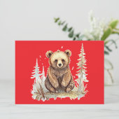 かわいい小さなクマ – 芸術的イラストレーションデザイン シーズンカード (スタンド正面)
