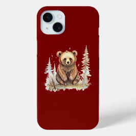 かわいい小さなクマ – 芸術的イラストレーションデザイン iPhone 15 MINIケース